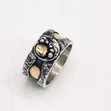 CUSTOM ORDER SIZE 8 Sterling/24k gold polka dots women's ring.