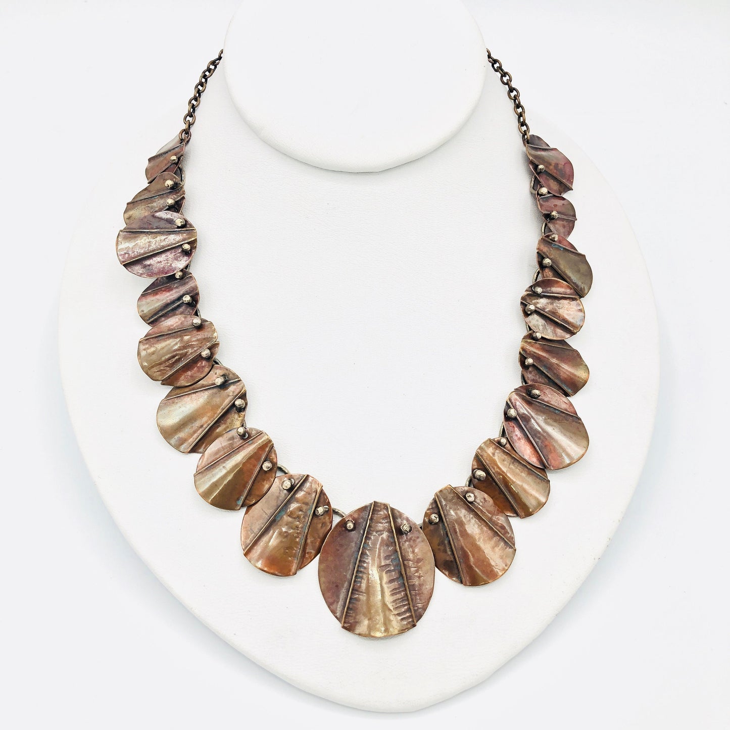 Fold-Formed Copper & Sterling Silver Statement Necklace OOAK