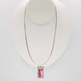 Pink/Grey Contemporary ad Geometric Cloisonné Enamel/Sterling Silver Necklace