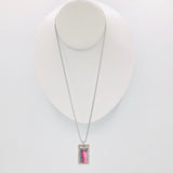 Pink/Grey Contemporary ad Geometric Cloisonné Enamel/Sterling Silver Necklace