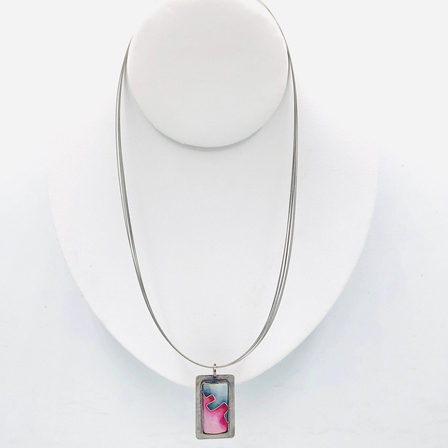 Architectural Cloisonné Enamel Necklace – Sterling Silver OOAK