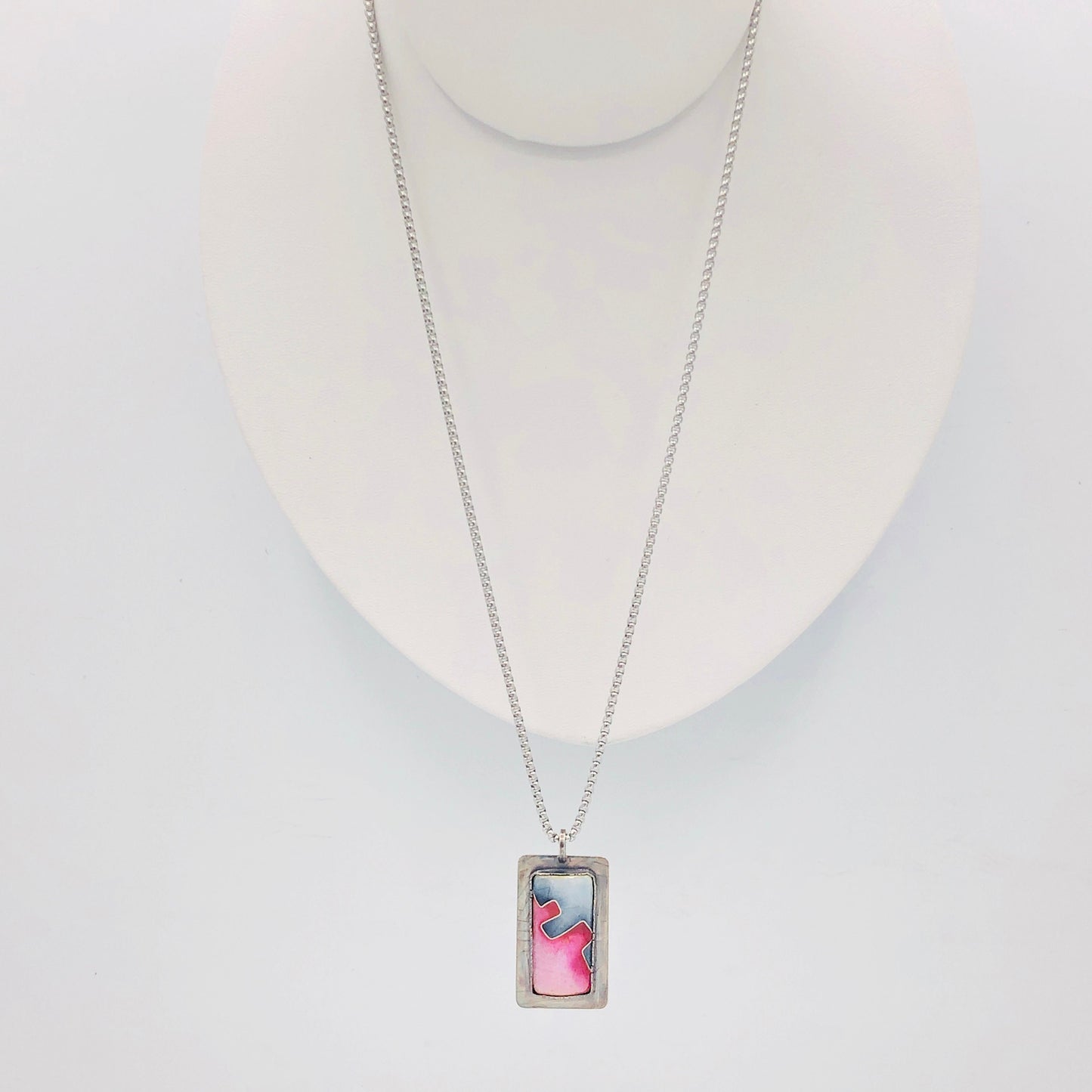 Architectural Cloisonné Enamel Necklace – Sterling Silver OOAK