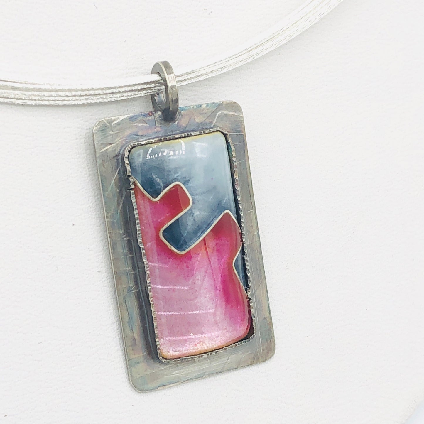 Architectural Cloisonné Enamel Necklace – Sterling Silver OOAK