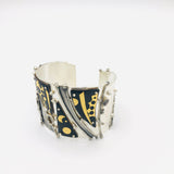 Dramatic cuff bracelet 24K gold on black enamel