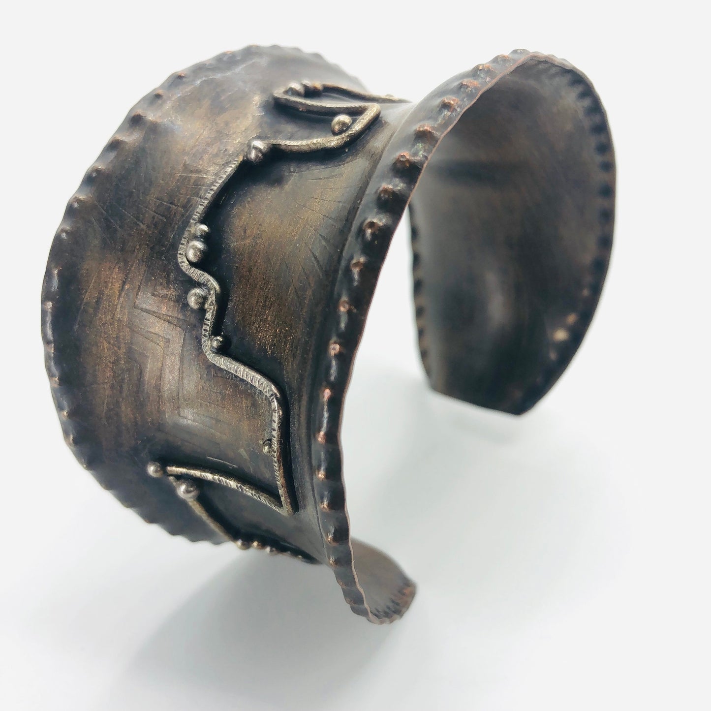 Art Deco statement bracelet in copper and sterling
