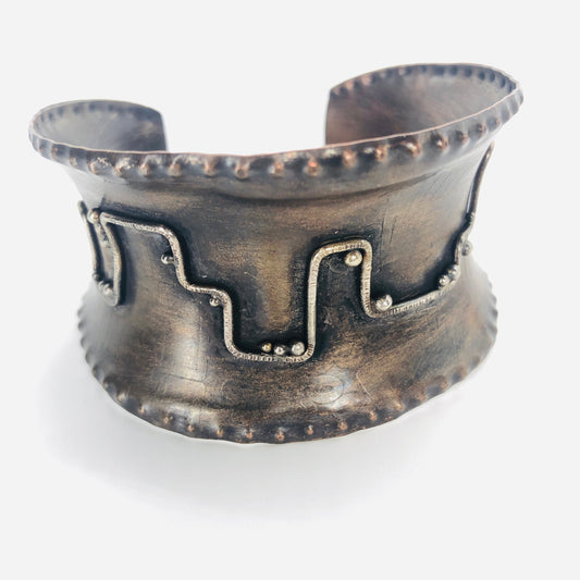 Art Deco statement bracelet in copper and sterling