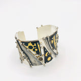 Dramatic cuff bracelet 24K gold on black enamel