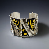 Dramatic cuff bracelet 24K gold on black enamel