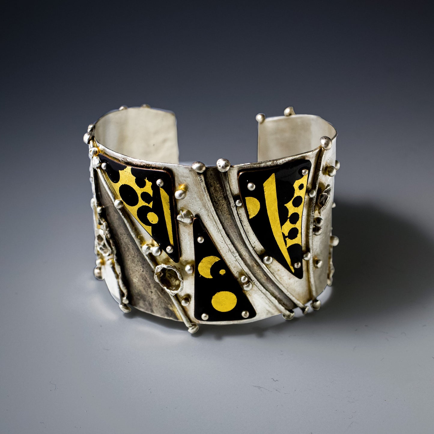 Long statement earrings in 24K gold/enamel