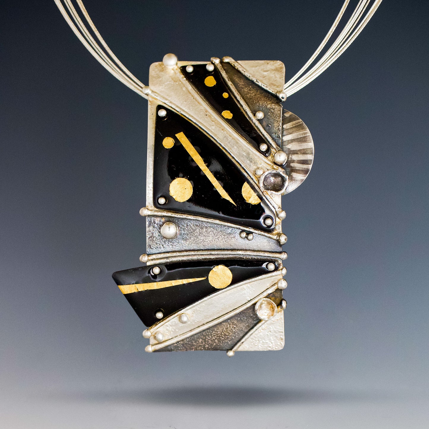 Long statement earrings in 24K gold/enamel